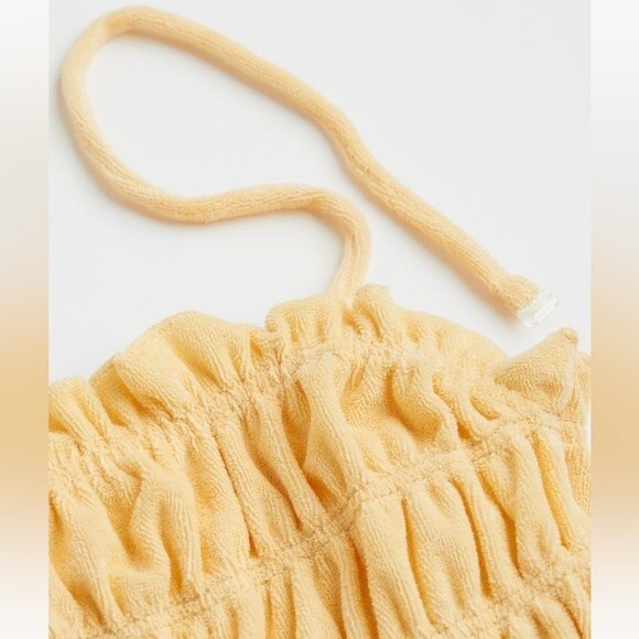 H&M Smocked Terry Tank Top Light Yellow - Picture 4 of 8